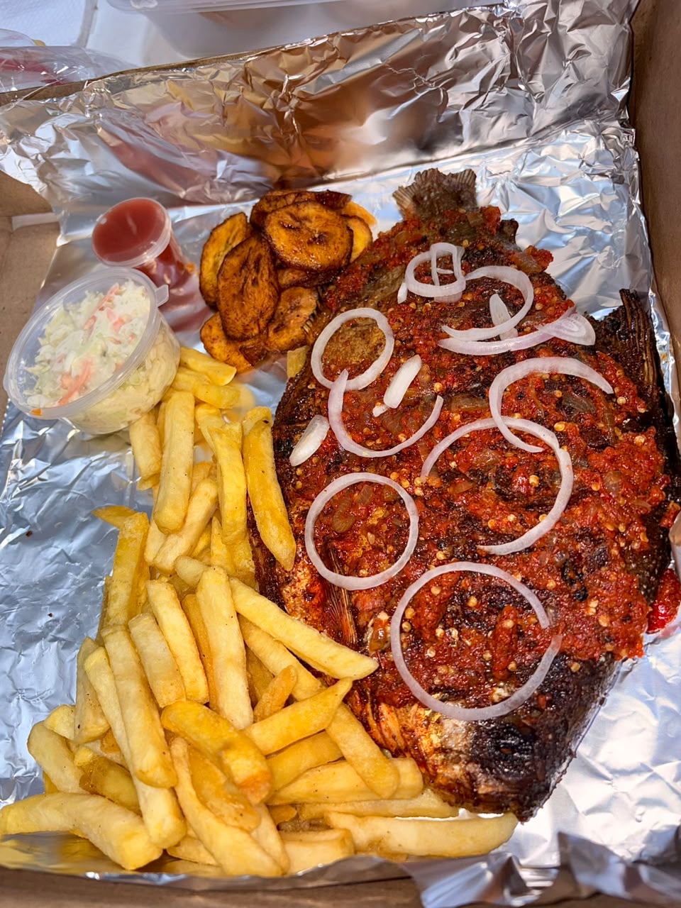 Grilled Owerre+Plantain+Fries.    Big